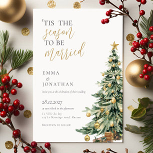 Convites Casamento de Natal Elegante Festivo Watercolor