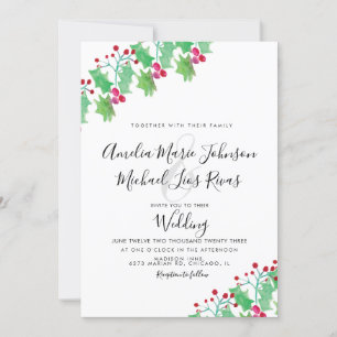 Convites Casamento de Natal Elegante Roteiro Aquarela Fruta