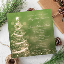 Casamento de Natal Elegante Verde e Dourado