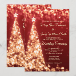 Convites Casamento de Natal Elegante Vermelho e Dourado