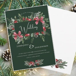 Convites Casamento de Natal Festivo do Winter Emerald Green
