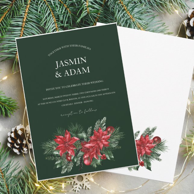 Convites Casamento de Natal Festivo do Winter Emerald Green (Criador carregado)