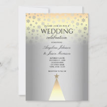 Casamento de Natal Flocos de Neve Prata e Ouro