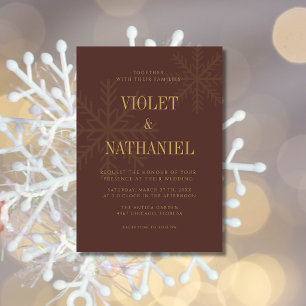 Convites Casamento de Natal Flor de Neve Elegante de Chocol