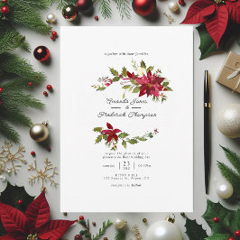 Convites Casamento de Natal Floral da Burgundy Watercolor