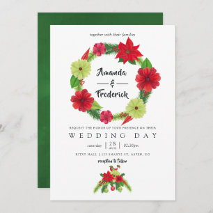 Convites Casamento de Natal Floral Folk Art Watercolor