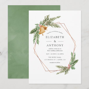 Convites Casamento de Natal Geométrico em Aquarela Holly Jo