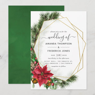Convites Casamento de Natal Geométrico Floral
