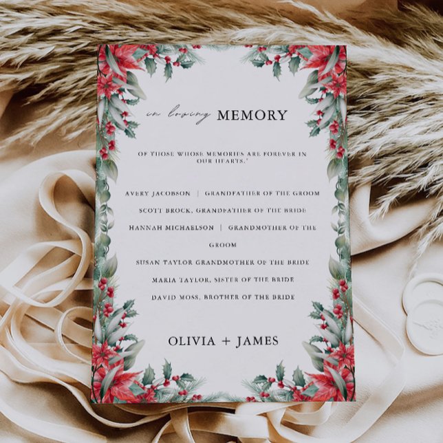 Convites Casamento De Natal No Sinal De Memória De Amor, (Christmas Wedding In Loving Memory Sign, Invitation)