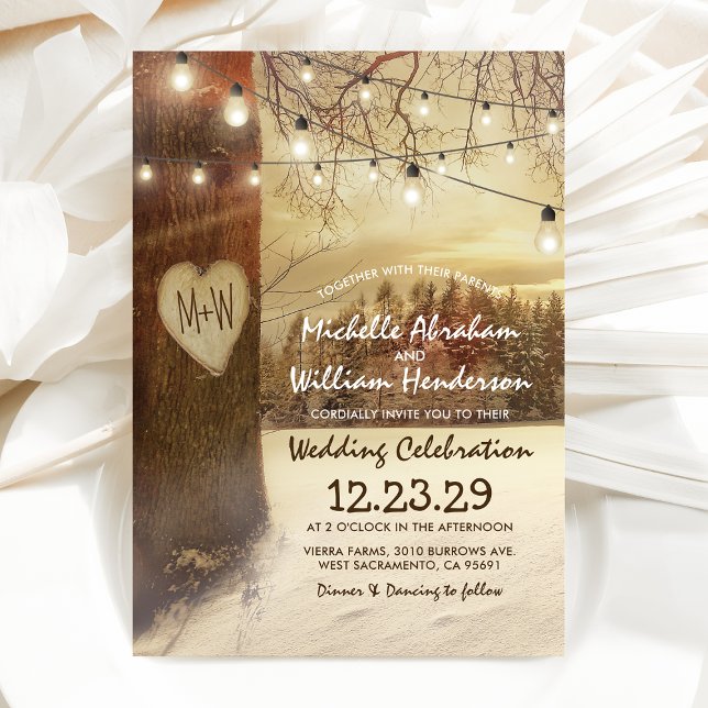 Convites Casamento de Natal Rústico de Inverno (Criador carregado)