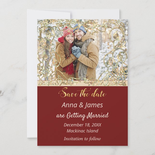 Convites Casamento de Natal Salve a Data (Frente)