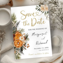 Casamento de Natal Salve A Data Citros De Inverno 