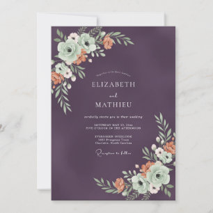 Convites Casamento de Natureza Opulenta Ameixa
