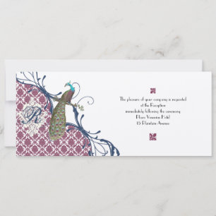 Convites Casamento de Naval e Baga Baga Elegante Damascado
