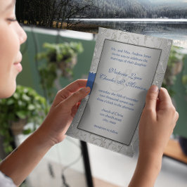 Convites Casamento de Nave de Nave Real de Prata Azul Monog