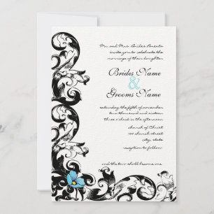 Convites Casamento de Nave Floral de Aqua Blue Poppy