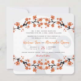 Convites Casamento de Nave Tropical Orange Hibiscus Fusion 
