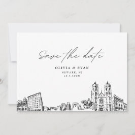 Convites Casamento de Newark NJ Salve o Moderno da Data
