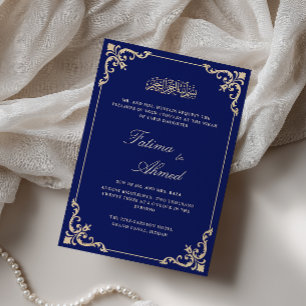 Convites Casamento de Nikah Marinho Blue Muslim
