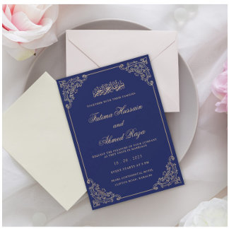 Convites Casamento de Nikah Marinho Blue Muslim
