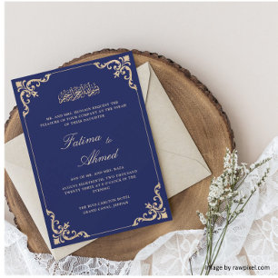Convites Casamento de Nikah Marinho Blue Muslim