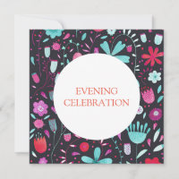 Casamento de Noite Escuro com Aquarela Floral