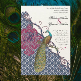 Convites Casamento de Noiva & Berry Berry Elegante Damasco 