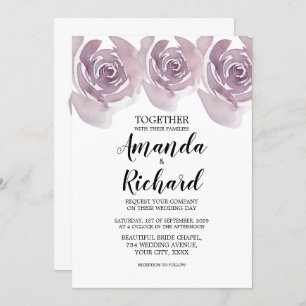 Convites Casamento de noiva Bonito com Rosas de Aquarela Ro