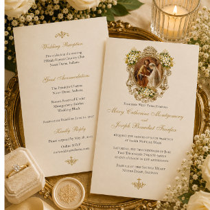 Convites Casamento de Noivado Católico Elegante e Tradicion