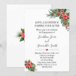 Convites Casamento de Noivado de Poinsettia Feriada de Nata