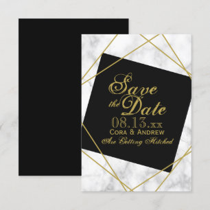 Convites Casamento de Noivado Salvar Data Preto e Dourado F