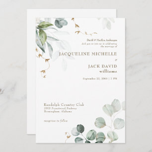Convites Casamento de Noivas Brancas Eucalyptus Elegance