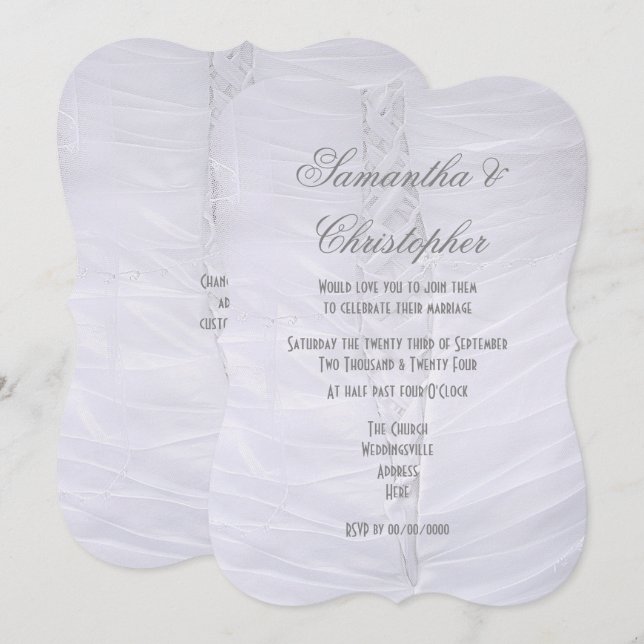 Convites Casamento de noivas brancas tradicionais (Frente/Verso)