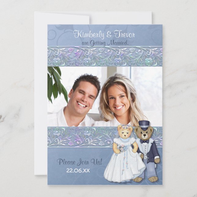 Convites Casamento de Noivas e Ursos de Teddy (Frente)