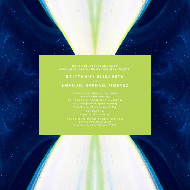 Convites Casamento de Noivas Moderno de Chartreuse (Criador carregado)