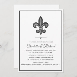 Convites Casamento de Nola Cinza e Fleur De Lis