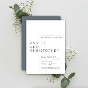 Convites Casamento de Nomes Isolados de Azul Dusty Minimali