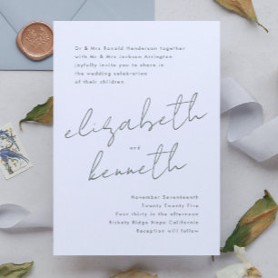 Convites Casamento de Nomes Personalizados Modernos Brancos