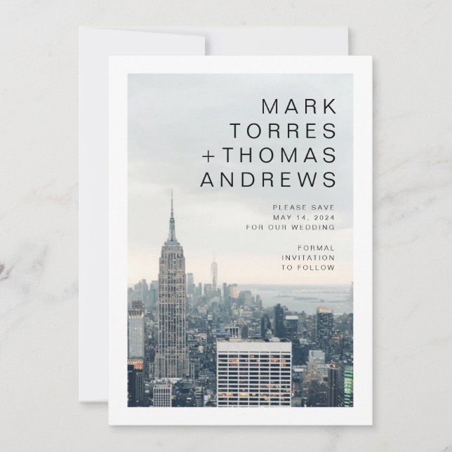 Convites Casamento de Nova York Salve a Data (Frente)