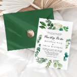 Convites Casamento de Nuestra Boda, Nuestra da Caligrafia E<br><div class="desc">Este convite de casamento da nuestra de eucalipto verde é perfeito para um casamento moderno. O design apresenta lindas folhas verdes de eucalipto,  pintadas à mão,  reunidas em buquês elegantes para embelezar seu evento.</div>