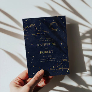 Convites Casamento de Nuvens Douradas Místicas Celestiais