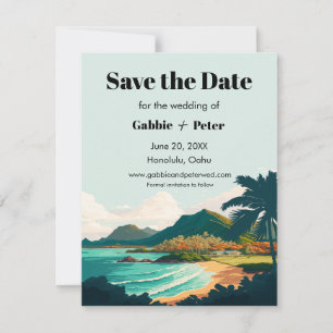 Convites Casamento de Oahu Hawaii Salvar a Data