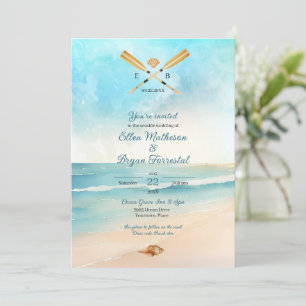 Convites Casamento de Oars de Praia de Watercolor
