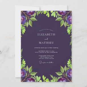 Convites Casamento de Oliva Suave Eucalipto Roxo Profundo