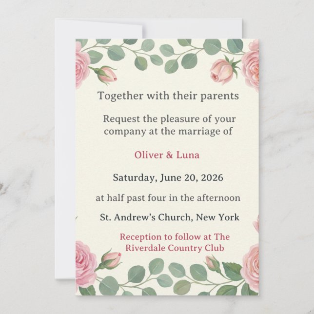 Convites Casamento de Oliver & Luna - Casal de Gatos (Frente)