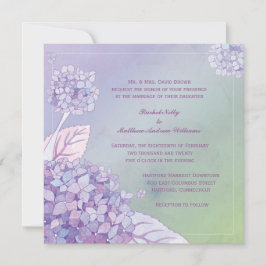 Convites Casamento de Ombre com Hydrangeas Roxas