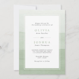 Convites Casamento de Ombre de Cor Verde de Sage Simples