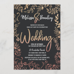 Convites Casamento de Ombre Dourado com Floral Dourado, com