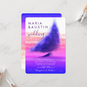 Convites Casamento de Ombre Watercolor, Boat de Navegação d