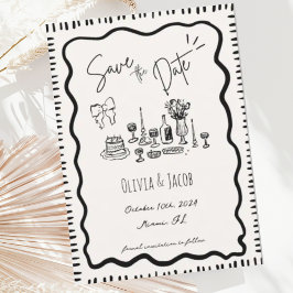 Convites Casamento de Onda de Arco Escrivável Desenhado à M